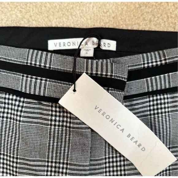 NWT - VERONICA BEARD White, Gray, and Black Glen Plaid "Cigarette" Pants - 6 - Picture 9 of 11